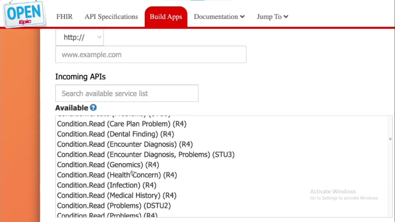
FHIR API Selection