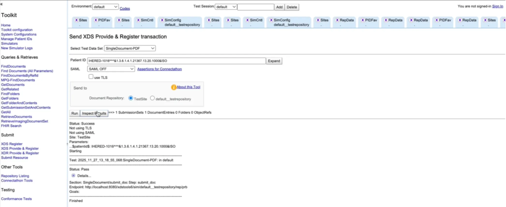 Submitting a document to XDS using ITI-41 and ITI-42