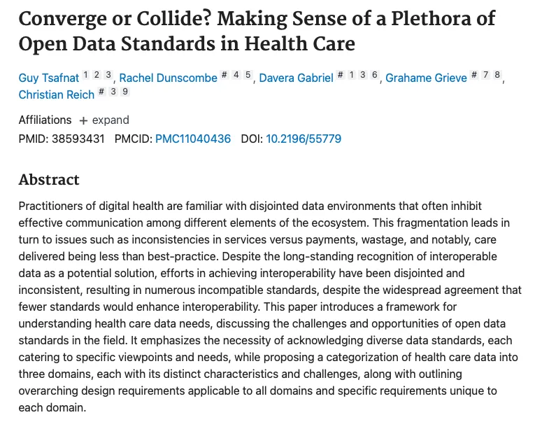 Joint paper by leaders of openEHR, OMOP, FHIR