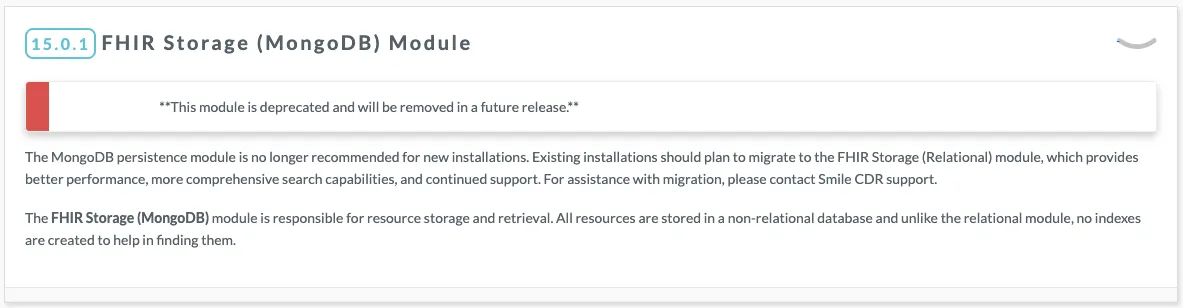 SmileCDR deprecated their FHIR on NoSQL module just 5 years after release due to performance issues